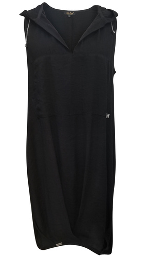 krátké sportovní šaty s kapucí se zeštíhlujícími bočními díly černé