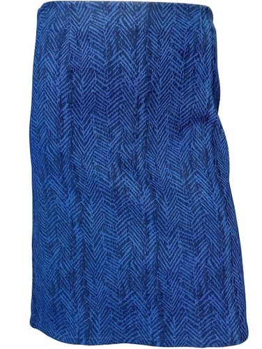 krátká elastická sukně z bengalinové tkaniny se vzorem rybí kosti nad kolena s rozparkem v zadním díle  a v pase na zip modrá