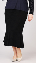 ELIZABETH PICAS - černá teplá dlouhá sukně z dutinového úpletu tulipánového střihu s vygumičkovaným pasem