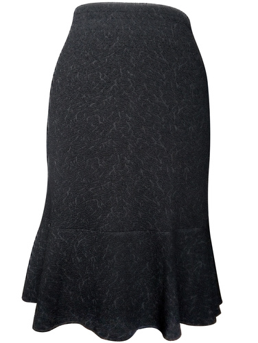  EMA KŮRA - teplá černá sukně ke kolenům z dutinového úpletu tulipánového střihu 